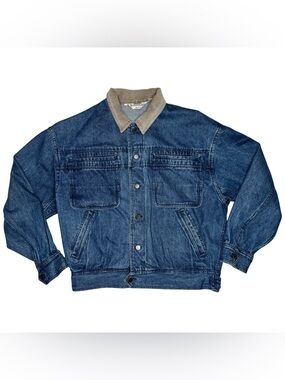 Yves Saint Laurent Size L Vtg 80s Corduroy Denim Jean Jacket Oversized YSL